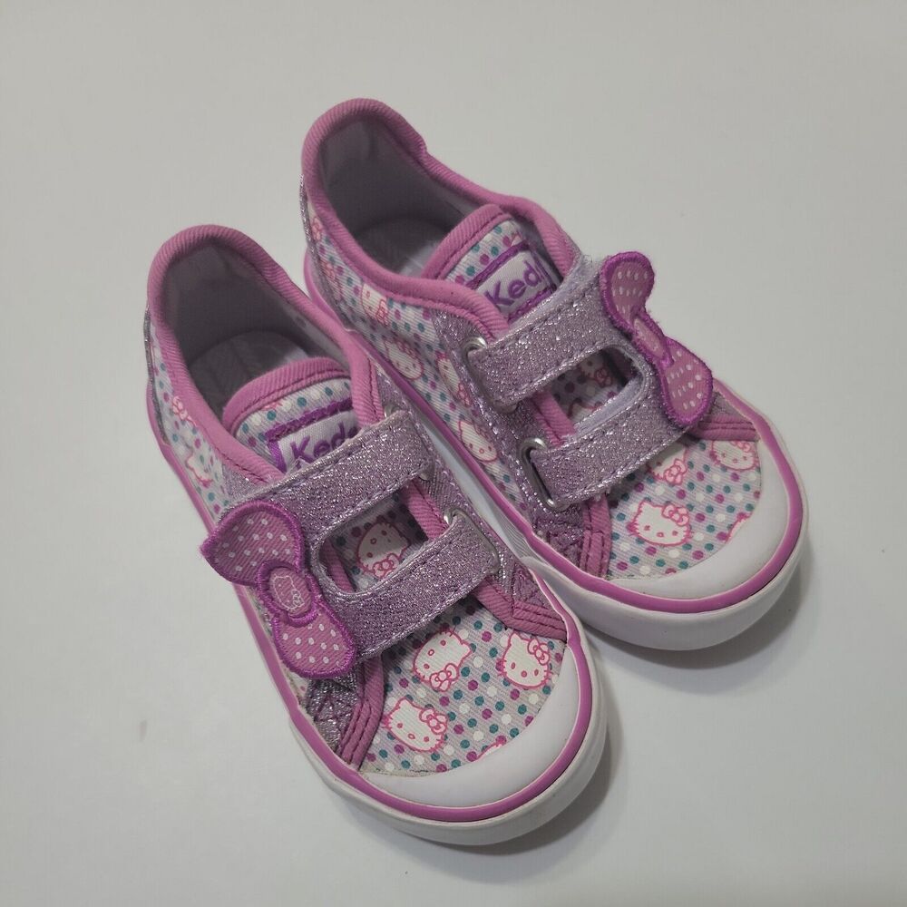Keds Hello Kitty Girls 5 M Kids Glittery Bow Sneakers Blue Hook & Loop Low Top